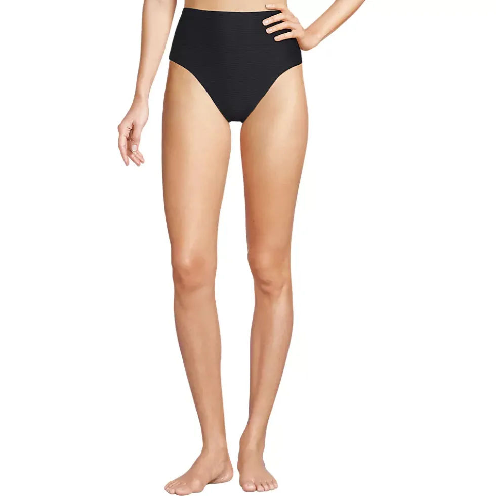 Women's Chlorine Resistant Ottoman Rib High Waisted Bikini Bottoms