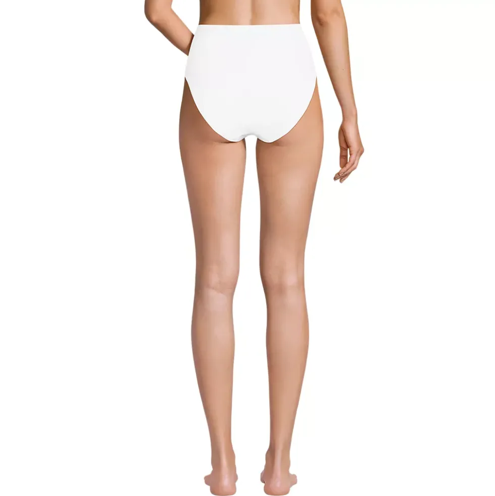 Women's Chlorine Resistant Ottoman Rib High Waisted Bikini Bottoms