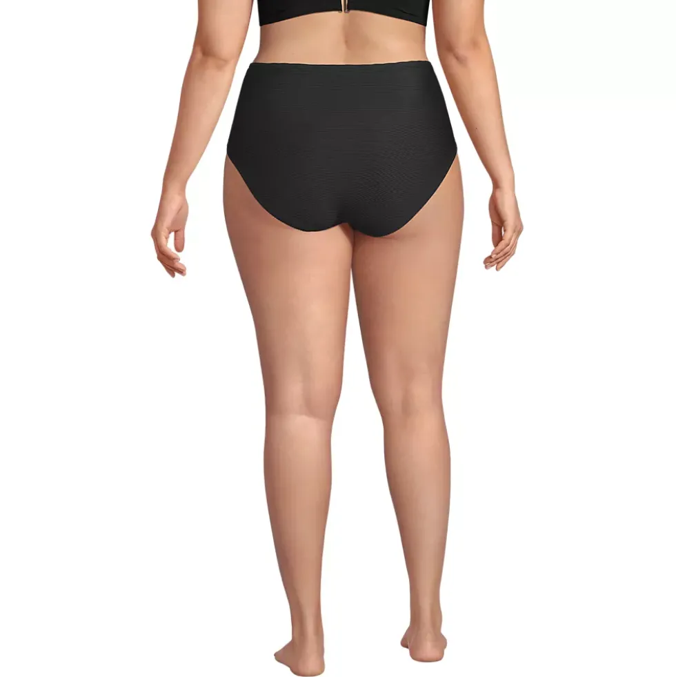 Women's Chlorine Resistant Ottoman Rib High Waisted Bikini Bottoms