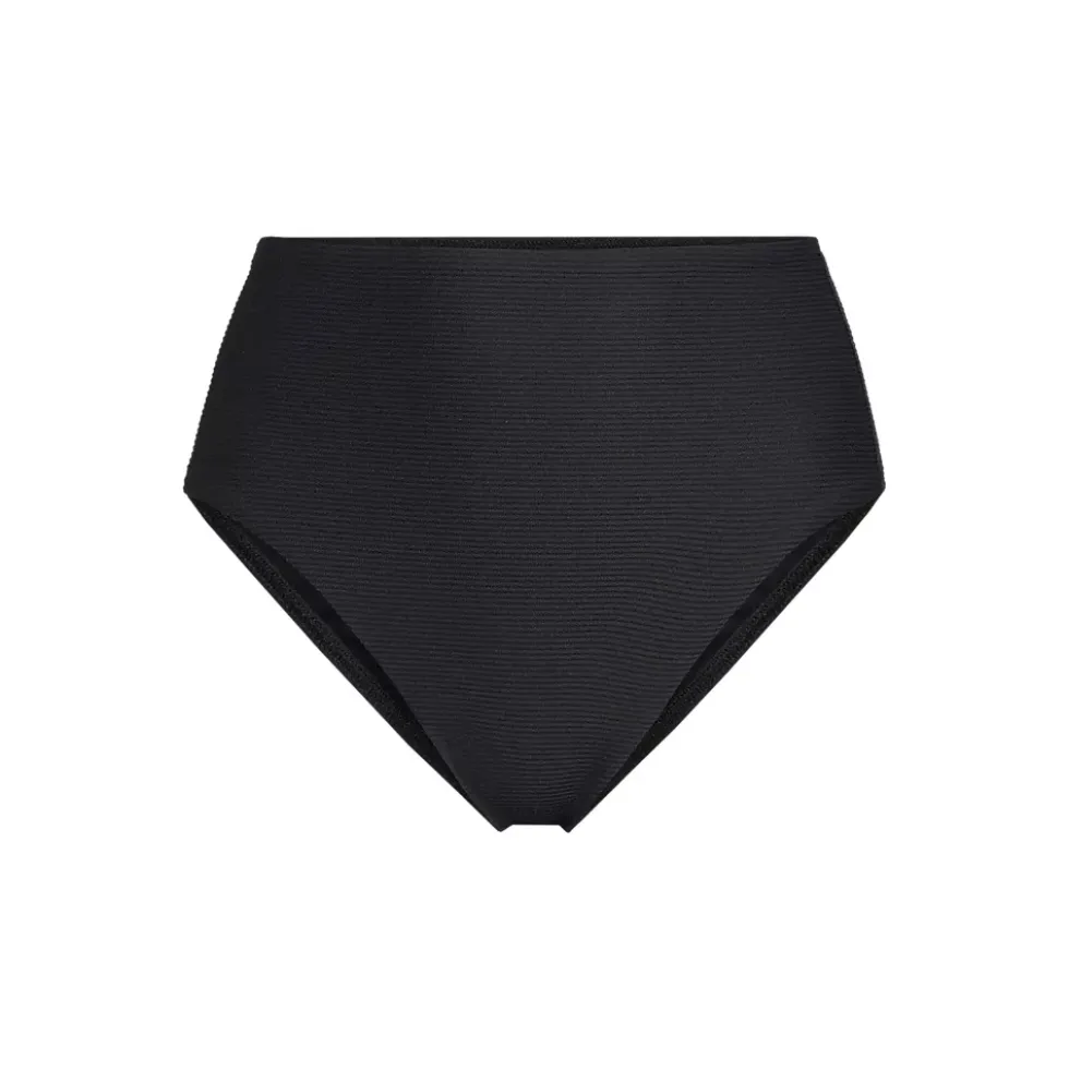 Women's Chlorine Resistant Ottoman Rib High Waisted Bikini Bottoms