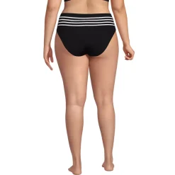 Women's Chlorine Resistant Piped Clean Front High Waisted High Leg Bikini Bottoms