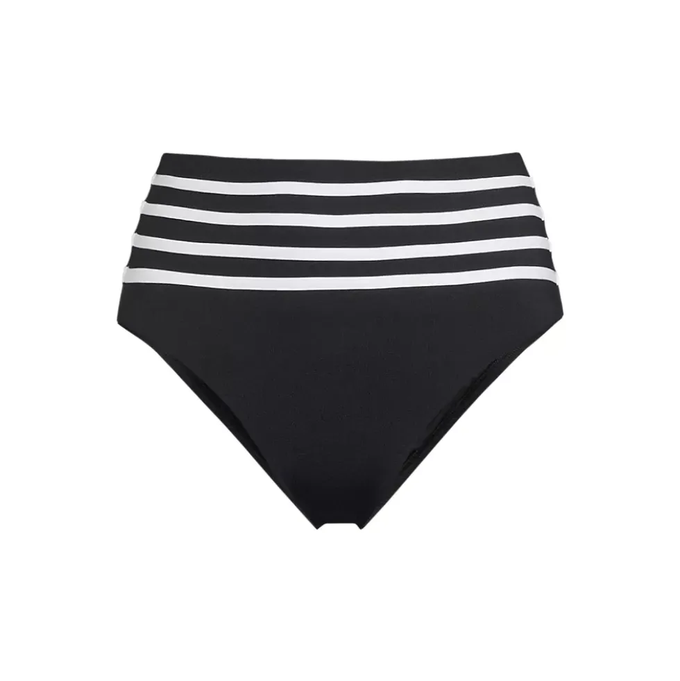 Women's Chlorine Resistant Piped Clean Front High Waisted High Leg Bikini Bottoms
