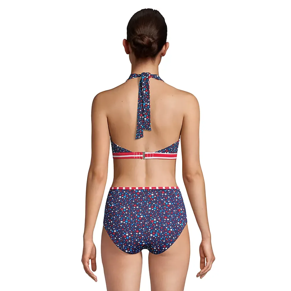 Women's Chlorine Resistant Reversible Halter Bikini Top Swimsuit