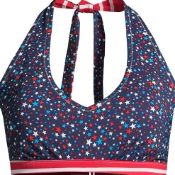 Women's Chlorine Resistant Reversible Halter Bikini Top Swimsuit