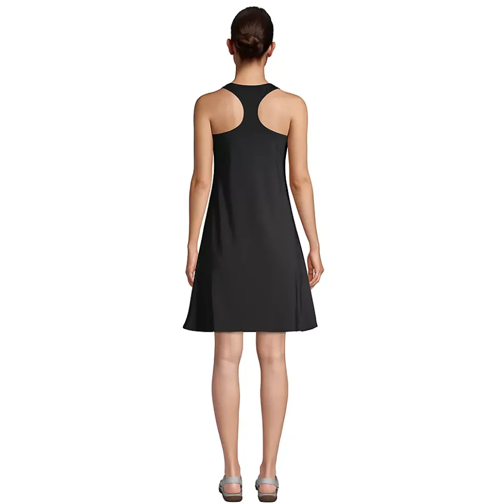 Women's Chlorine Resistant Scoop Neck Dresskini Swim Cover-up Dress No Panty