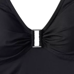 Women's Chlorine Resistant Shirred V-neck One Piece Swimsuit