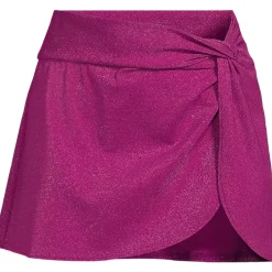 Women's Chlorine Resistant Shine Twist Front Mini Swim Cover-up Skirt