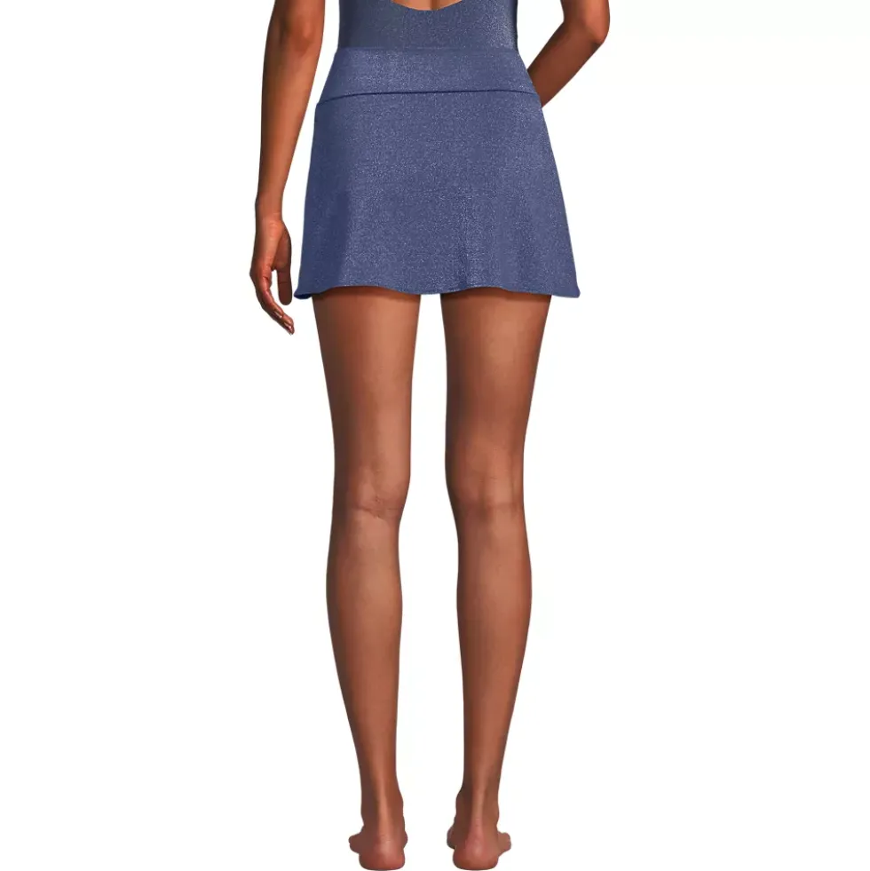 Women's Chlorine Resistant Shine Twist Front Mini Swim Cover-up Skirt