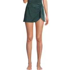 Women's Chlorine Resistant Shine Twist Front Mini Swim Cover-up Skirt