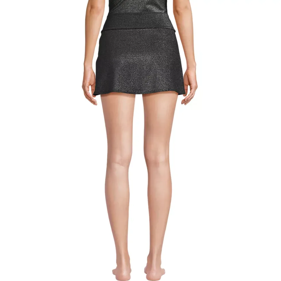 Women's Chlorine Resistant Shine Twist Front Mini Swim Cover-up Skirt