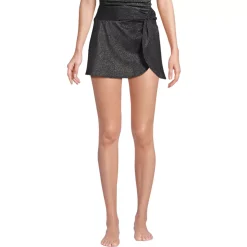 Women's Chlorine Resistant Shine Twist Front Mini Swim Cover-up Skirt