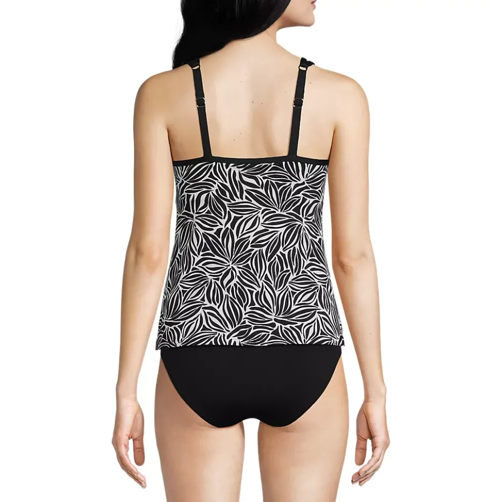 Women's Chlorine Resistant Smoothing Control Mesh High Neck Tankini Swimsuit Top