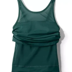 Women's Chlorine Resistant Smoothing Control Mesh High Neck Tankini Swimsuit Top