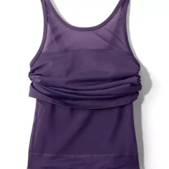 Women's Chlorine Resistant Smoothing Control Mesh High Neck Tankini Swimsuit Top