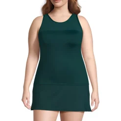 Women's Chlorine Resistant Smoothing Control Mesh High Neck Tankini Swimsuit Top