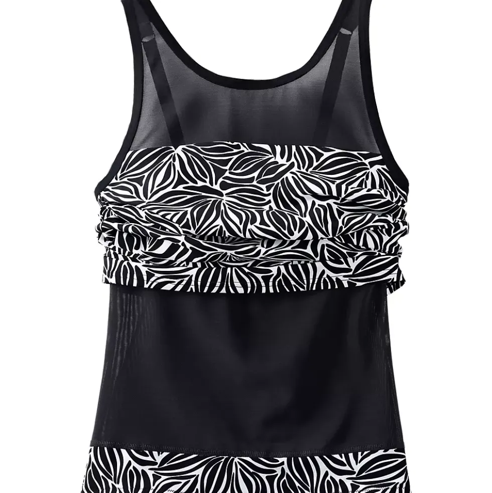 Women's Chlorine Resistant Smoothing Control Mesh High Neck Tankini Swimsuit Top