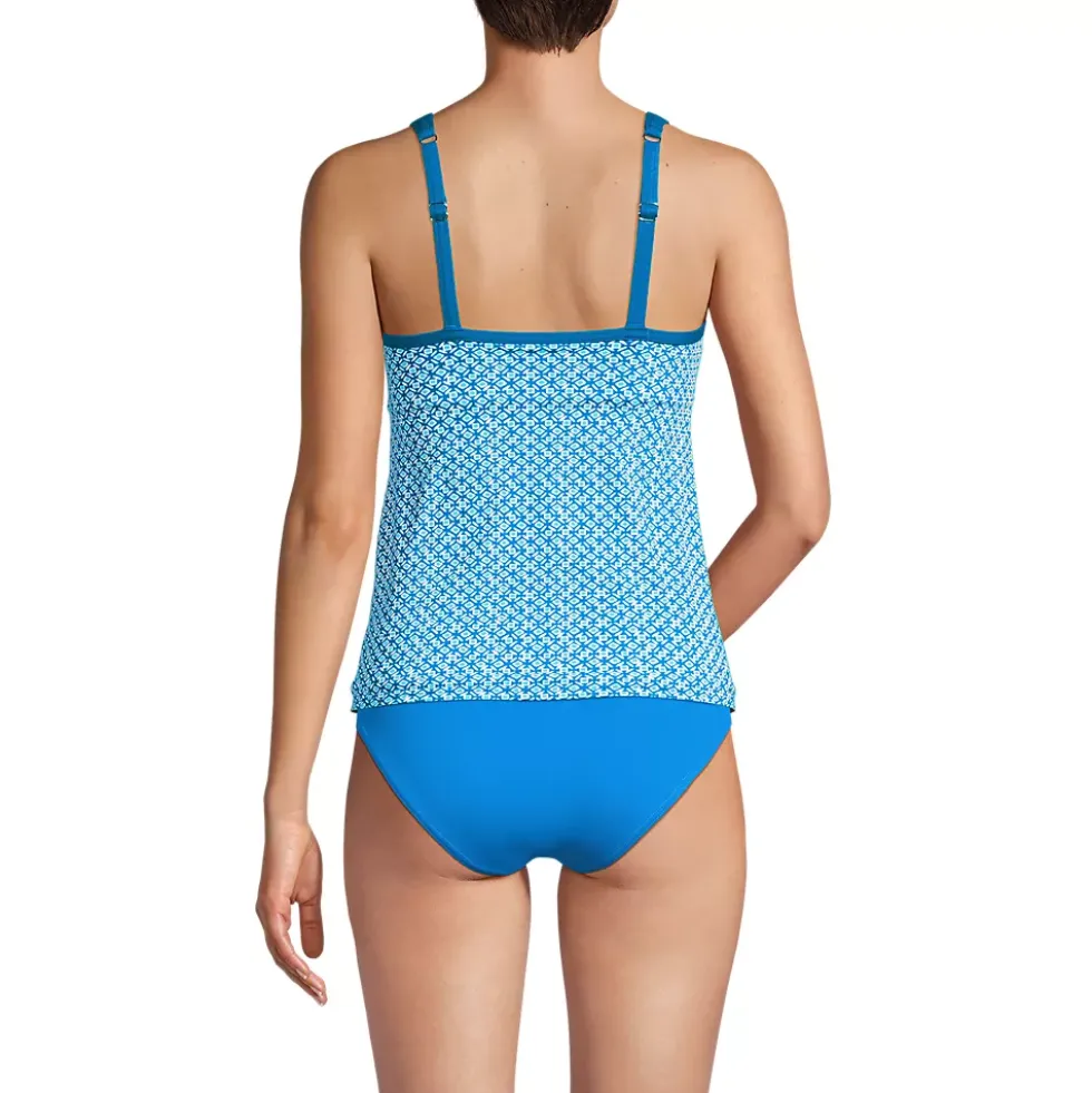 Women's Chlorine Resistant Smoothing Control Mesh High Neck Tankini Swimsuit Top