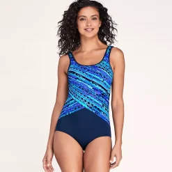 Women's Chlorine Resistant Soft Cup Tugless Sporty One Piece Swimsuit