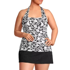 Women's Chlorine Resistant Square Neck Halter Tankini Swimsuit Top
