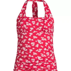 Women's Chlorine Resistant Square Neck Halter Tankini Swimsuit Top