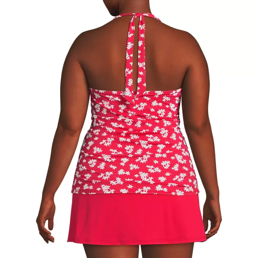 Women's Chlorine Resistant Square Neck Halter Tankini Swimsuit Top