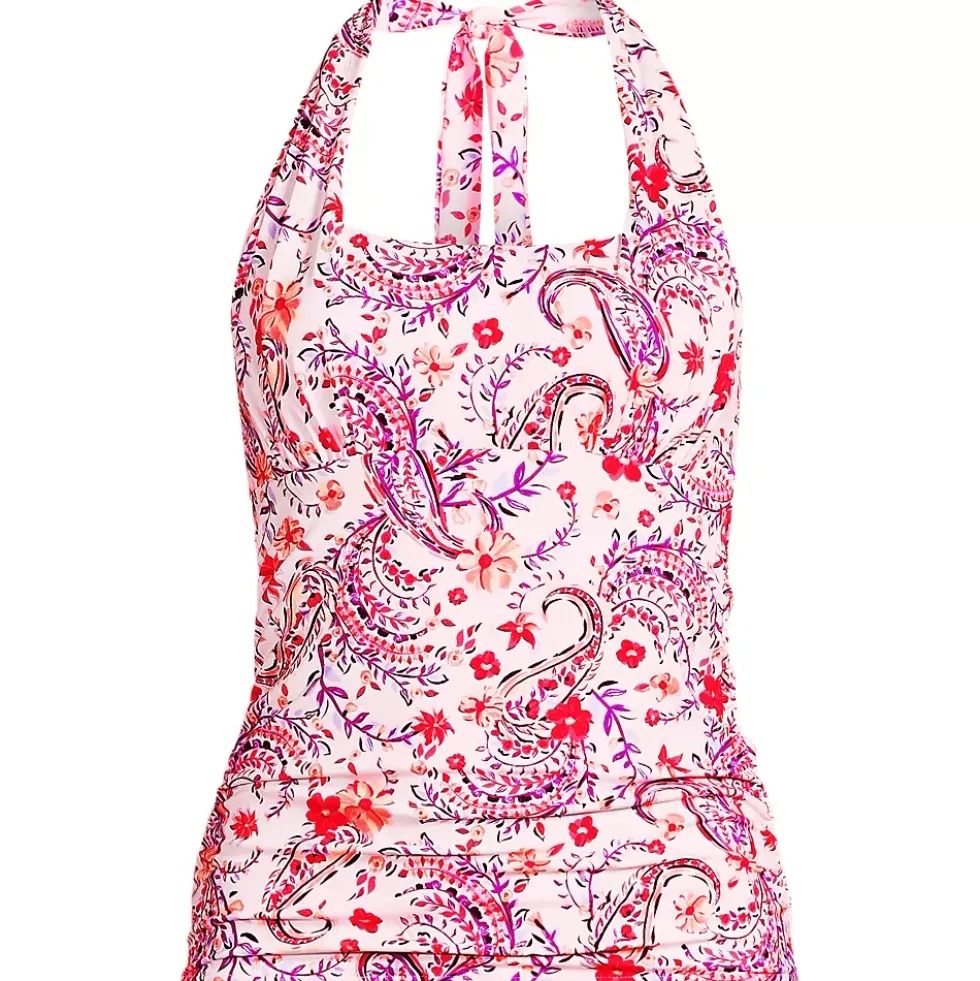 Women's Chlorine Resistant Square Neck Halter Tankini Swimsuit Top