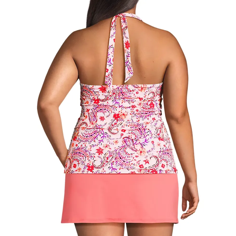 Women's Chlorine Resistant Square Neck Halter Tankini Swimsuit Top