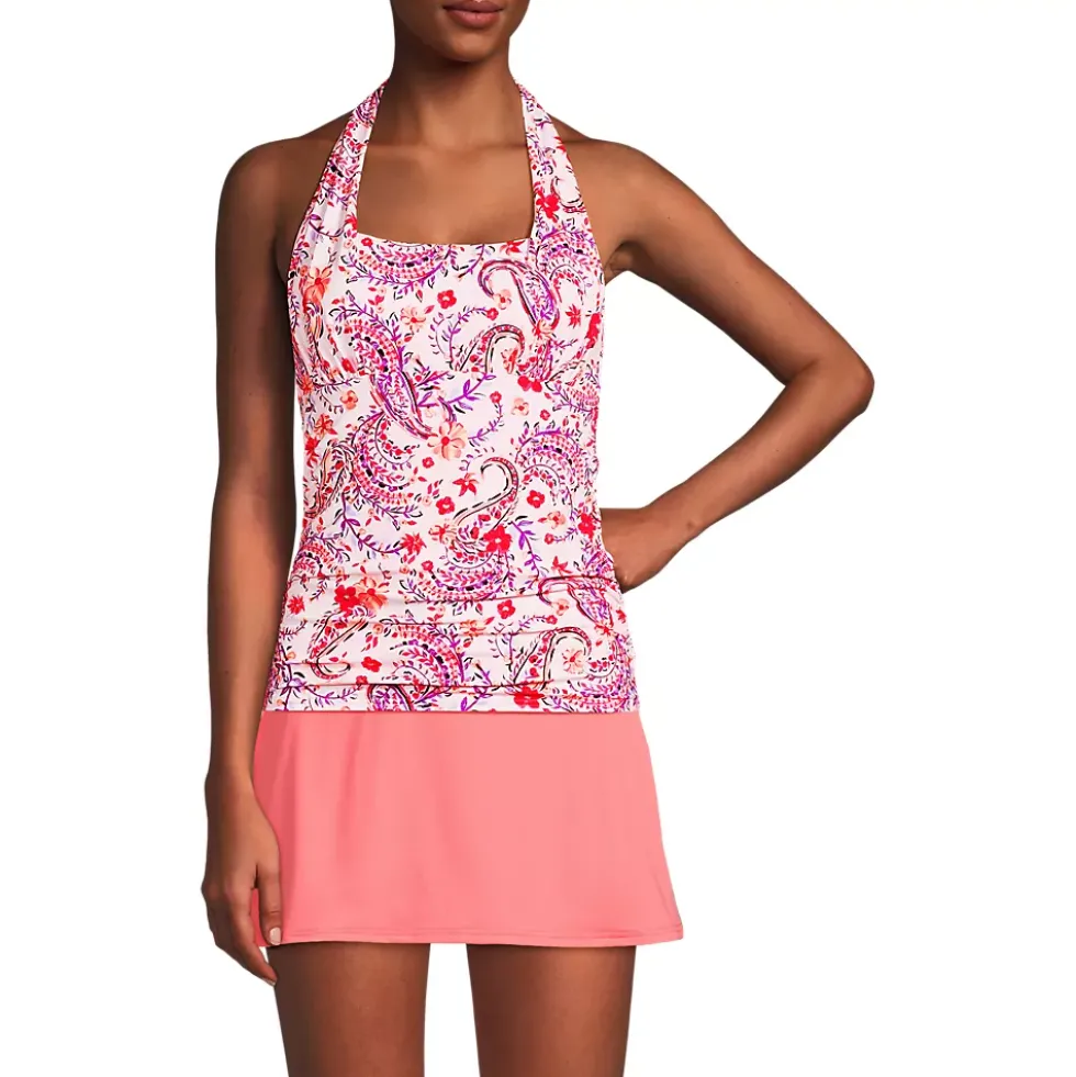 Women's Chlorine Resistant Square Neck Halter Tankini Swimsuit Top