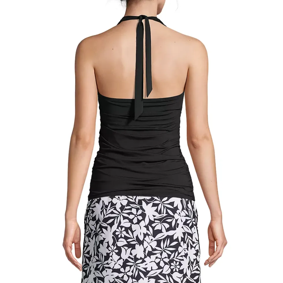 Women's Chlorine Resistant Square Neck Halter Tankini Swimsuit Top