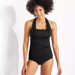 Women's Chlorine Resistant Square Neck Halter Tankini Swimsuit Top