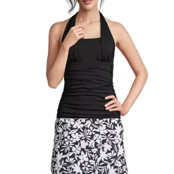 Women's Chlorine Resistant Square Neck Halter Tankini Swimsuit Top
