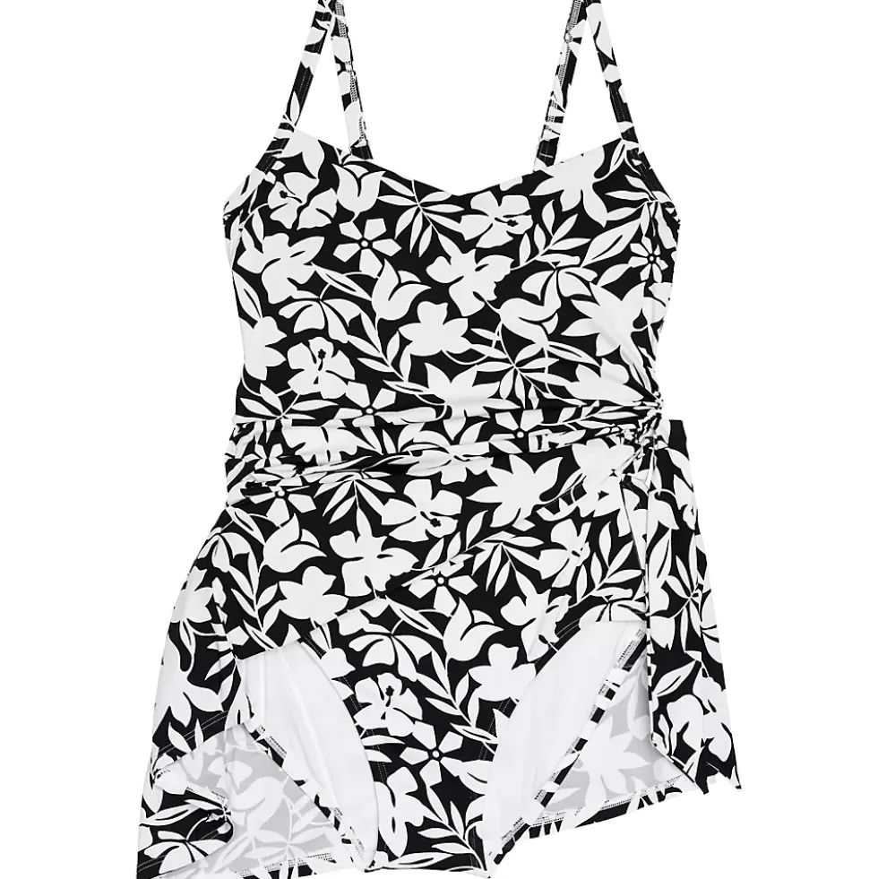 Women's Chlorine Resistant Sweetheart Swim Dress One Piece Swimsuit