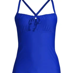Women's Chlorine Resistant Tie Front Underwire Tankini Swimsuit Top Adjustable Straps
