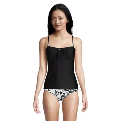 Women's Chlorine Resistant Tie Front Underwire Tankini Swimsuit Top Adjustable Straps