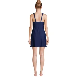 Women's Chlorine Resistant Tummy Control Surplice Wrap Swim Dress One Piece Swimsuit