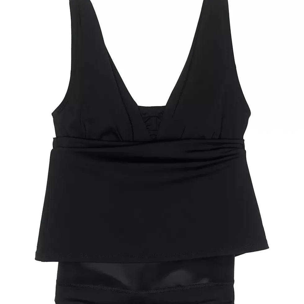 Women's Chlorine Resistant Tummy Control Grecian Tankini Swimsuit Top Adjustable Straps