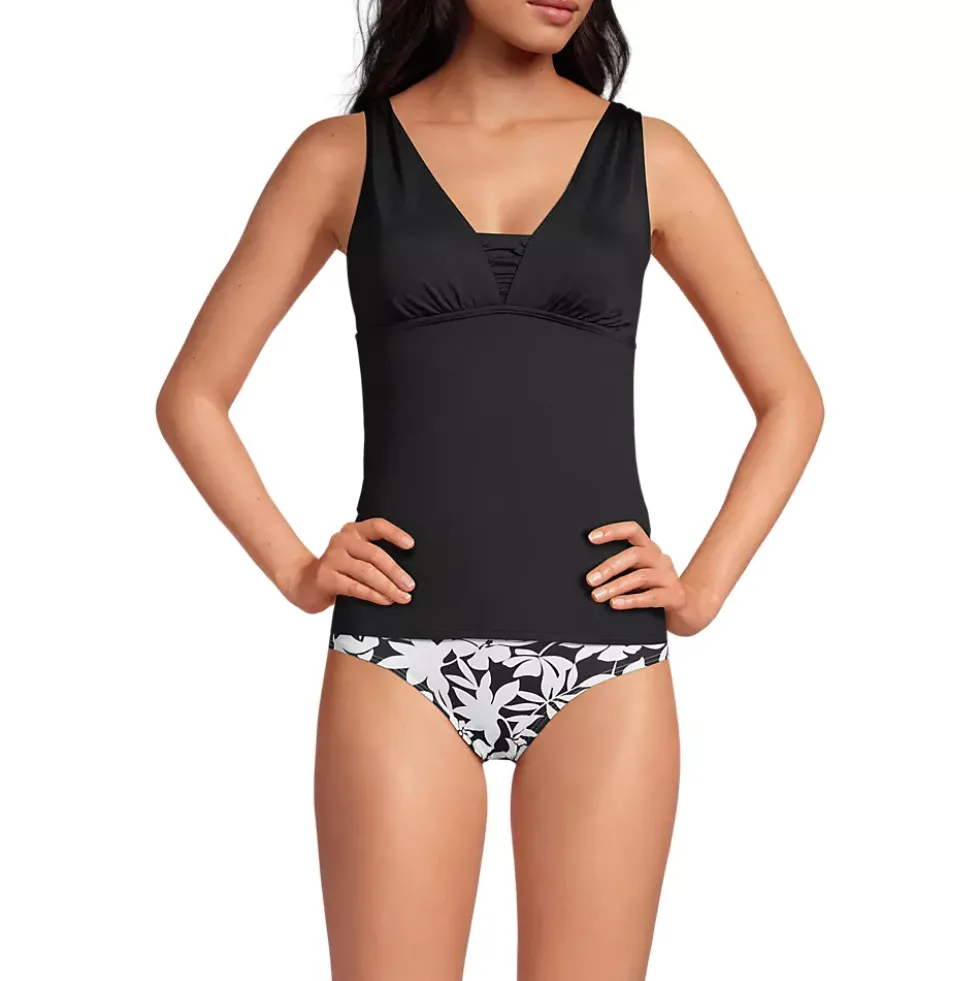 Women's Chlorine Resistant Tummy Control Grecian Tankini Swimsuit Top Adjustable Straps