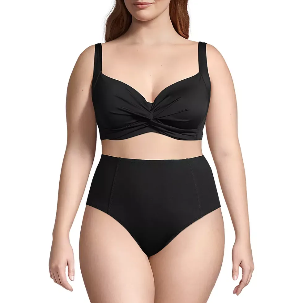 Women's Chlorine Resistant Twist Front Underwire Bikini Swimsuit Top