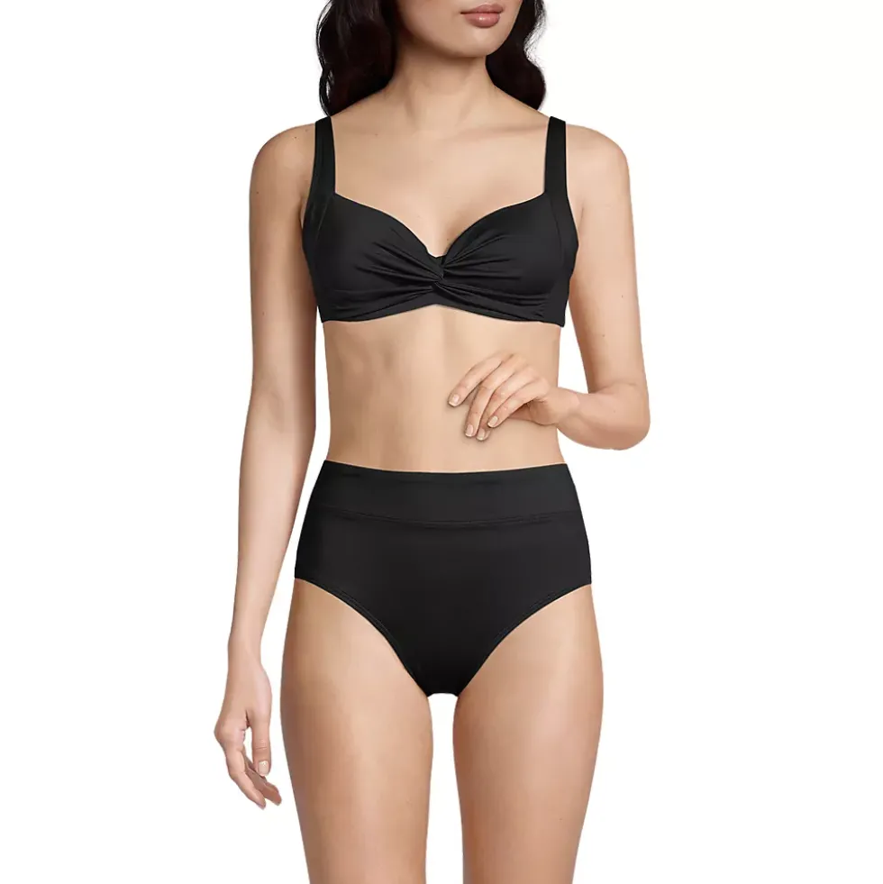 Women's Chlorine Resistant Twist Front Underwire Bikini Swimsuit Top