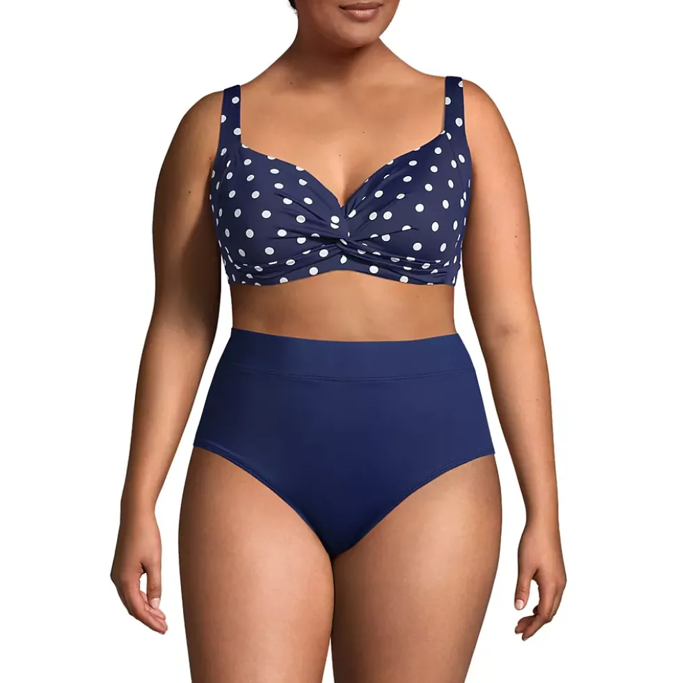 Women's Chlorine Resistant Twist Front Underwire Bikini Swimsuit Top