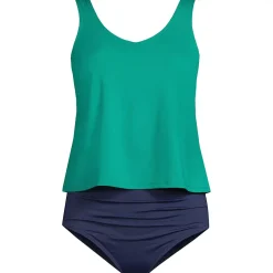 Women's Chlorine Resistant V Neck One Piece Fauxkini Swimsuit