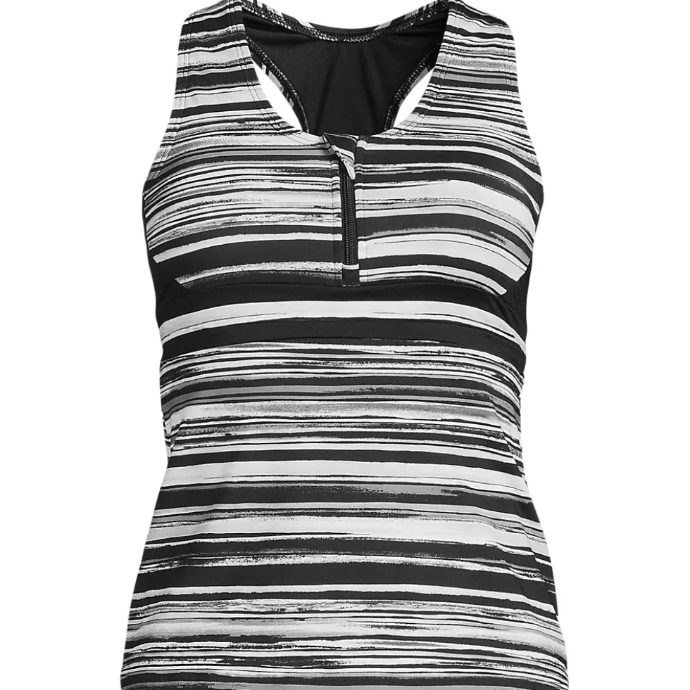 Women's Chlorine Resistant Zip Front Tankini Swimsuit Top