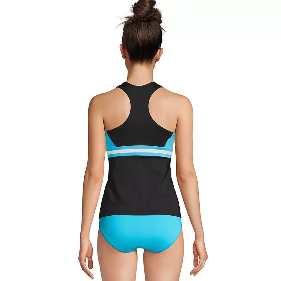 Women's Chlorine Resistant Zip Front Tankini Swimsuit Top