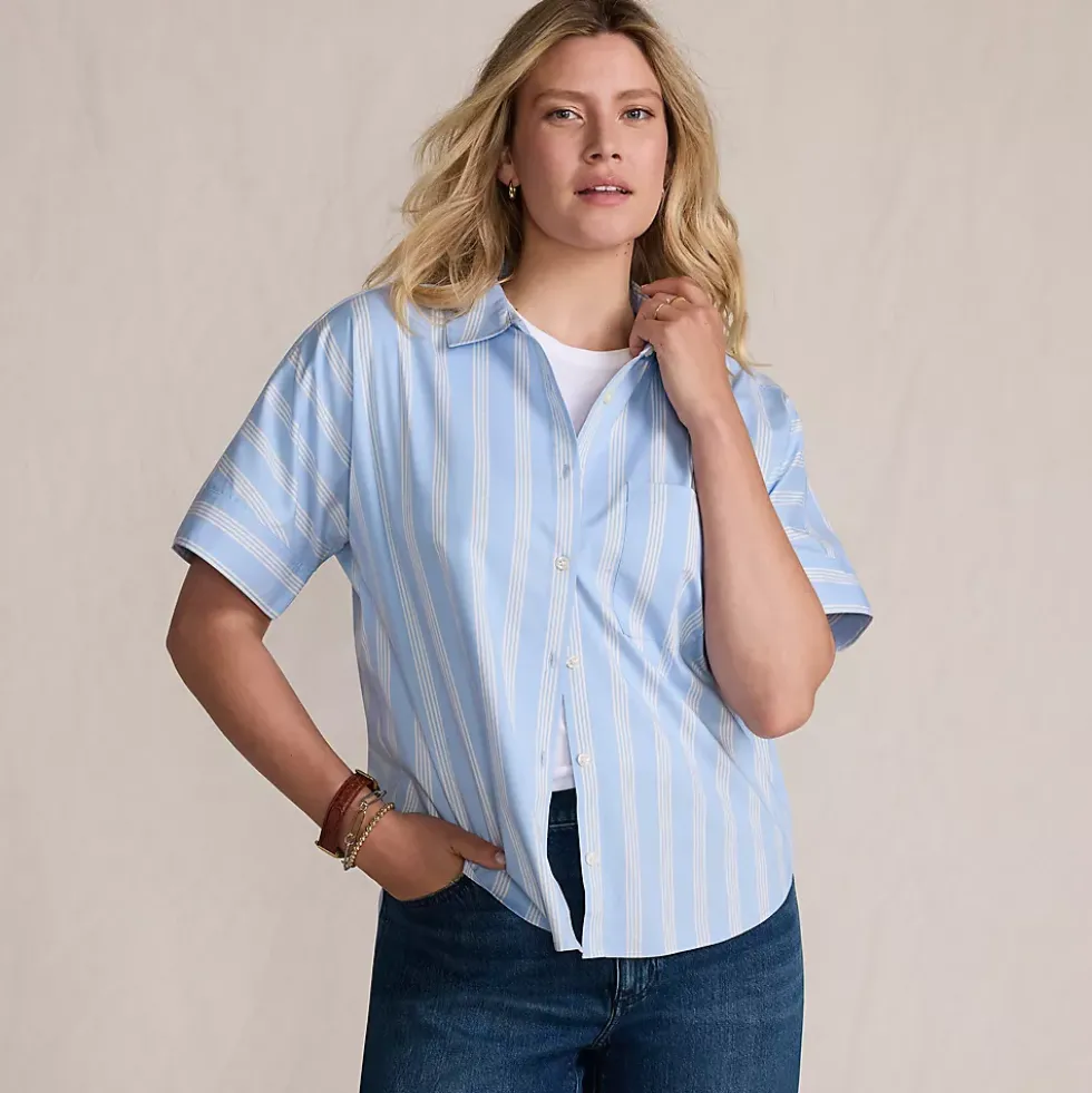 Women's Cooling Elbow Sleeve Button Front Shirt