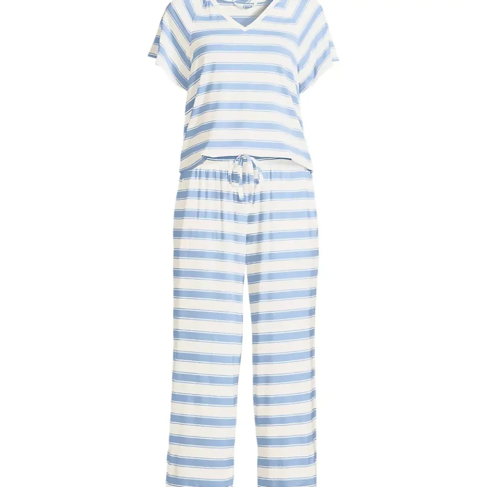 Women's Cooling Pajama Set - Short Sleeve Top and Crop Pants