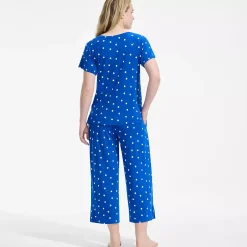 Women's Cooling Pajama Set - Short Sleeve Top and Crop Pants