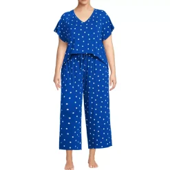 Women's Cooling Pajama Set - Short Sleeve Top and Crop Pants