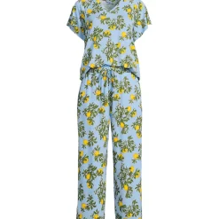 Women's Cooling Pajama Set - Short Sleeve Top and Crop Pants