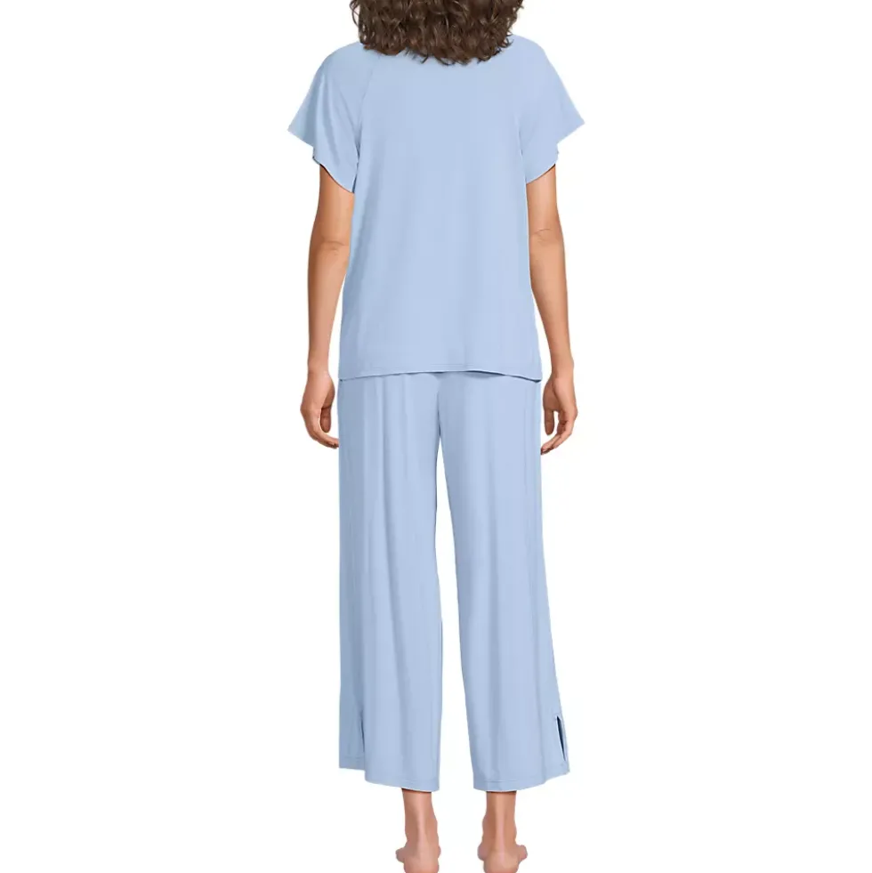 Women's Cooling Pajama Set - Short Sleeve Top and Crop Pants