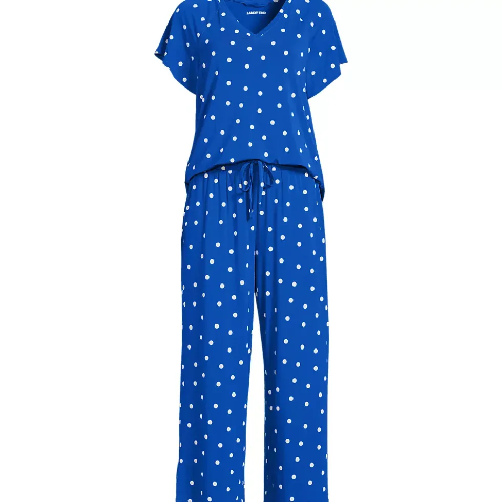 Women's Cooling Pajama Set - Short Sleeve Top and Crop Pants